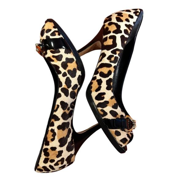 COLE HAAN x NIKE Air Cheetah Leopard Print Carma Peep-Toe Heel Pumps Womens 7.5B - Picture 6 of 8